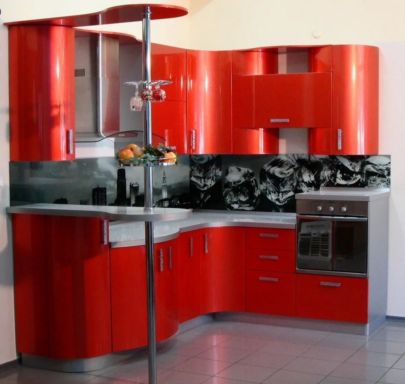 Красная Угловая Кухня Фото